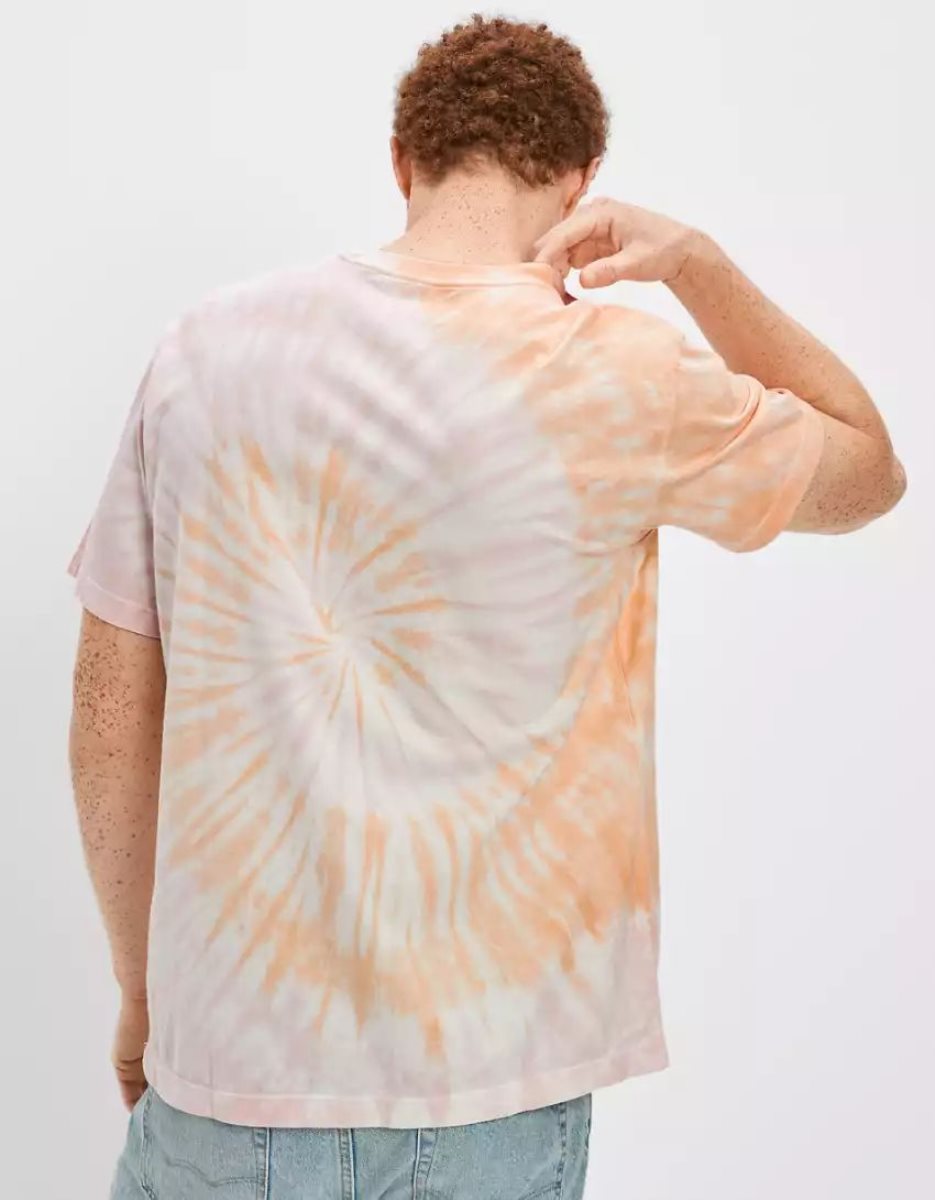 T Shirts American Eagle AE Super Soft Tie-Dye Orange Homme | VXB-23037394